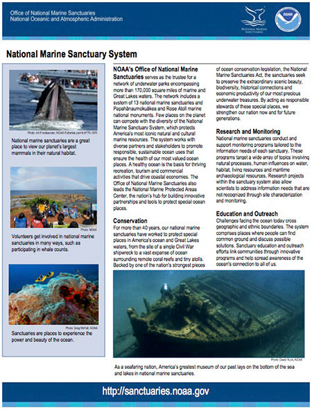 screenshot of the national system of marine sanctuaries factsheet