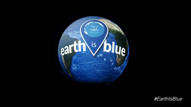 earth is blue logo overlayed on the earth