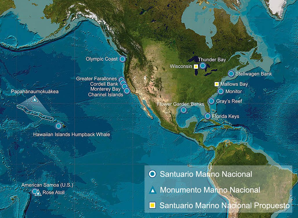 national marine sanctuary system map