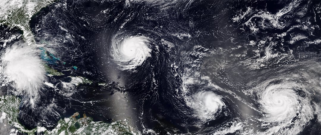 tropical storms in the atlantic ocean wide view