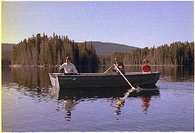 A row boat on a lake