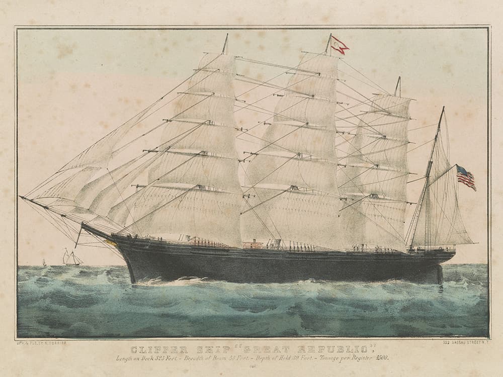 drawing of the clipper ship great republic at sea