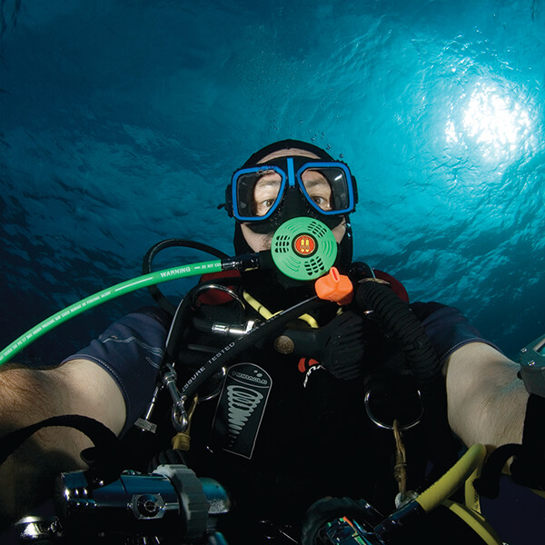 A diver takes a selfie