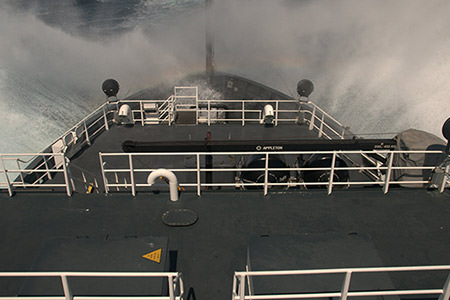 photo of a view on a ship with waves