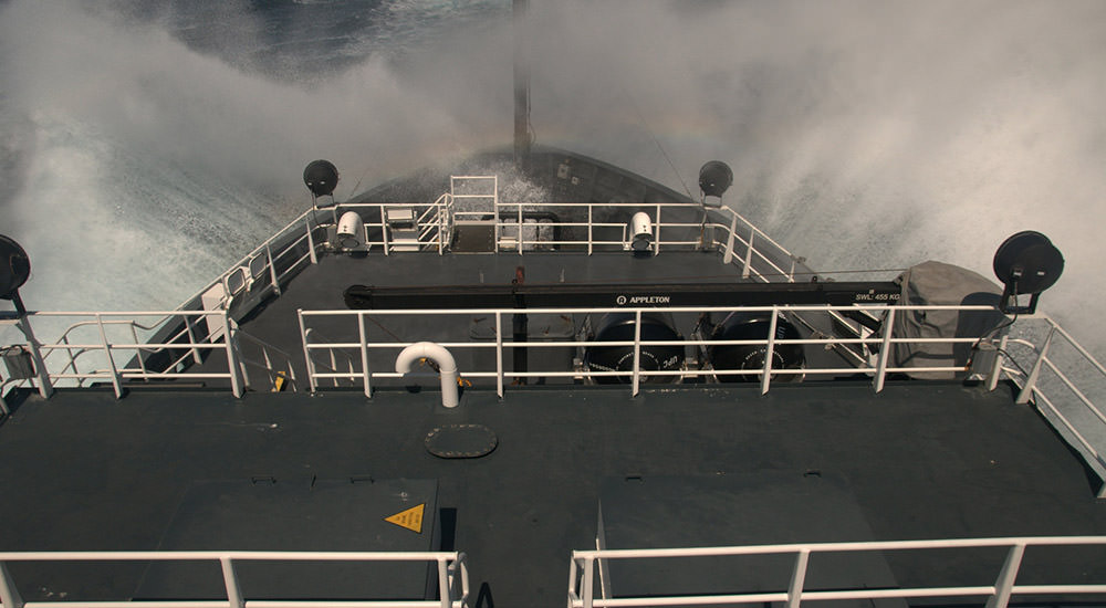 photo of view on ship with waves