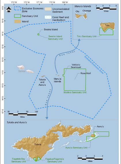 National Marine Sanctuary of American Samoa map