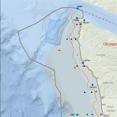 Map depicting Olympic Coast location
